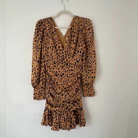 Nicholas Animal Print LS Mini Dress with Buttons 0 - Picture 2 of 7